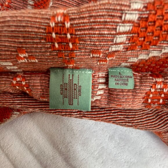 Anthropologie HWR Womens Jacket Large Orange Geo Woven Basic 3/4 Sleeve Cotton - Picture 3 of 8